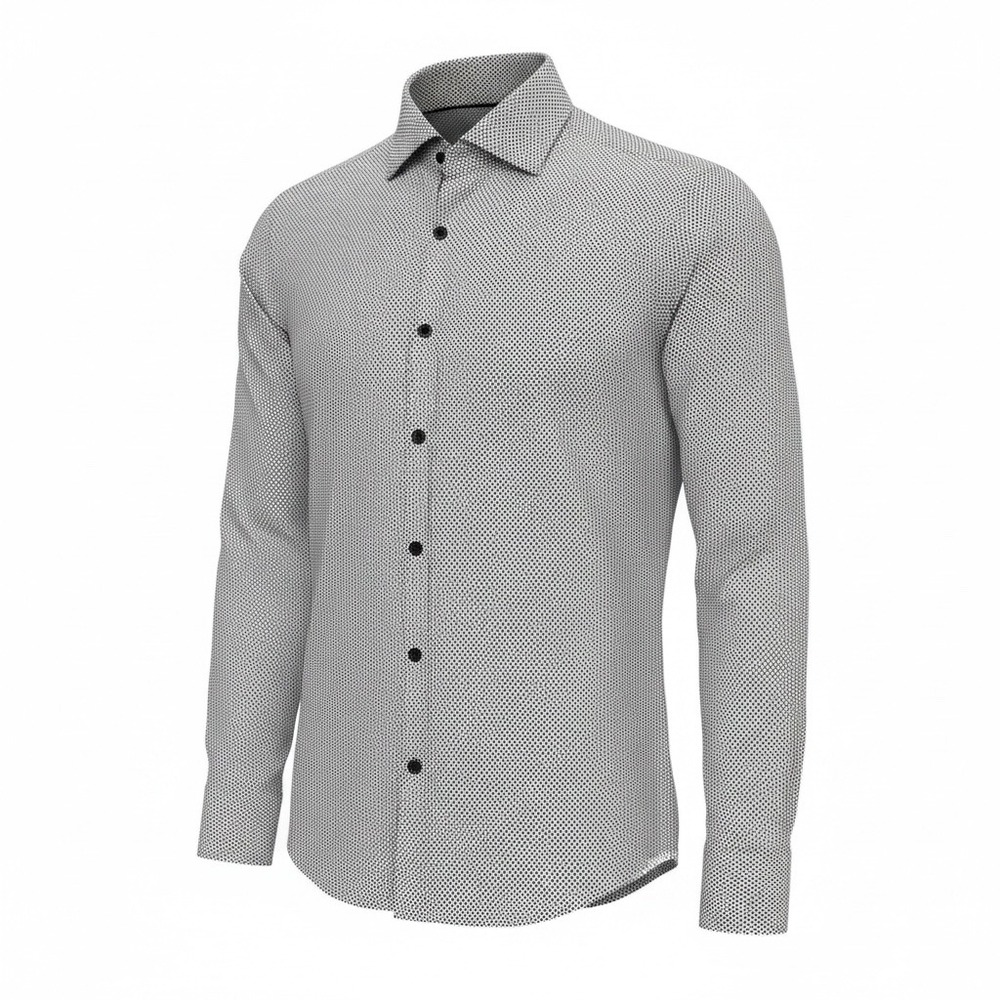 Boss Performance Slim Fit Shirt Mens 16.5 42 L Black White Pattern Button Down